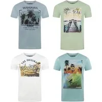 riverso T-Shirt Herren Printshirt RIVLukas 4er Pack Regular Fit (Vorteilspack, 4-tlg) Kurzarm Tee Shirt mit Rundhalsausschnitt aus 100% Baumwolle
