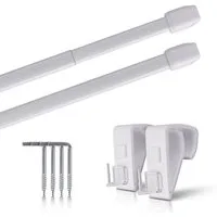 Bestlivings Vitragestange 2er-Pack, Ø 10 mm, 1-läufig, ausziehbar, mit Klemmträger, Edelstahl, für Küchen- & Bistrogardinen