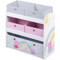 roba® Kinderregal Peppa Pig, weiß, inklusive 5 Stoffboxen in 2 Größen