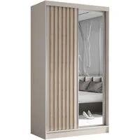 Beautysofa Kleiderschrank HELIX II mit Spiegel und Schubladen (Kleiderstange und funktionalen Stauraumlösungen, Moderner Garderobenschrank mit Lamellen) Schwebetürenschrank