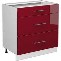 Vicco Midischrank Fame-Line Bordeaux HG/Weiß 80x81.6cm mit 3 Schubladen ohne AP