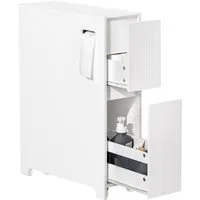 SoBuy Badregal BZR111, Badezimmerschrank schmal, Toilettenpapier-Aufbewahrung, Nischenregal mit Rollen Küchenregal Rollwagen Nischenschrank