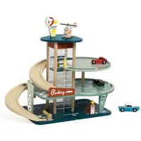 Classic World Spiel-Parkhaus Classic World - Parkhaus Vintage - 55x30x46,8cm - ab 3 Jahre (Set inklusive Heli und 3 Autos)