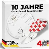 dedura Rauchmelder (Set inkl. Magnethalter mit 10 Jahre Garantie BSI Zertifiziert EN14604)