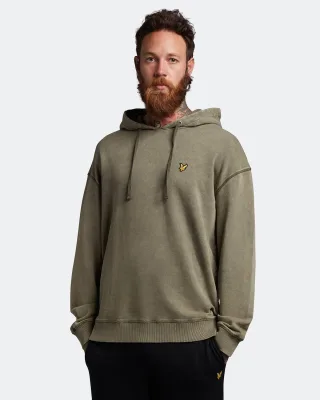 Lyle & Scott Gewaschener Hoodie in Olive