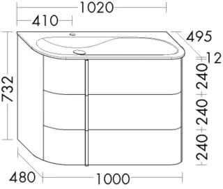 Burgbad Mineralguss-Waschtisch+Waschtischunterschrank Lavo 2.0 T. Eiche Dekor SFZT102RF7330C0001