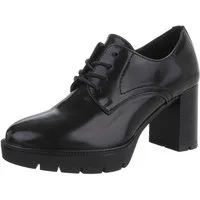 Ital-Design Elegante Damen Halbschuhe mit hochfestem Absatz Schnürpumps (90793515) Blockabsatz Pumps in Schwarz