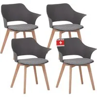 Albatros International Esszimmerstuhl Esszimmer Stühle 4 er Set AALBORG, Stuhl Stühle Esszimmerstühle (4er Set Grau Buche), Buche Massiv-Holz, Esszimmerstuhl Küchenstühle, mit Armlehnen, Stoff