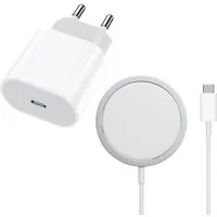 Shopbrothers Ladeset Schnellladegerät USB-C Magnetisch Kabel Smartphone-Ladegerät (20W Adapter und Magnetisches USB-C Kabel, Magsafe Ladegerät)