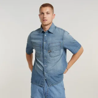 G-Star - Slanted double pocket regular shirt ss sun faded thames - Gr. - L