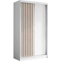 Beautysofa Kleiderschrank Helios mit Schubkasteneinsätzen (Moderner Schwebetürenschrank ohne Spiegel mit Lamellen, Kleiderstange, Einlegeböden und praktischem Stauraum) In verschiedenen Breiten erhältlich