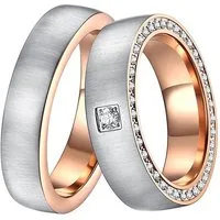 DOOSTI Trauring Schmuck Geschenk Edelstahl Trauring Ehering Partnerring LIEBE, Made in Germany - wahlweise mit oder ohne Zirkonia