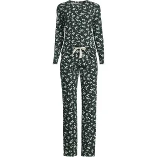 Gemustertes Pyjama-Set aus Baumwoll-Jersey, Damen,  Grün, Elasthan/Baumwoll-Mischung, by Lands' End