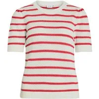 Vila Kurzarmpullover VIDALO O-NECK S/S STRIPE KNIT-NOOS