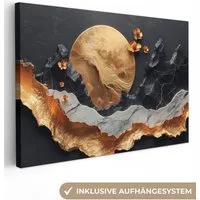 OneMillionCanvasses® Leinwandbild Kunst - Gold - Modern - Abstrakt, Fotodruck (1 St), Leinwand Bilder Klein, Wand Dekoration Aesthetic 30x20 cm