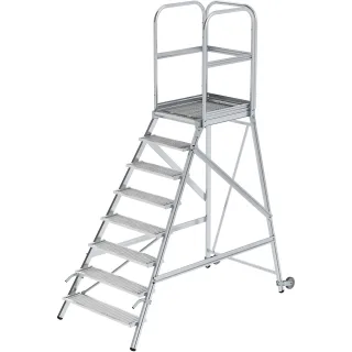 Munk Podesttreppe eins. begehbar mit Rollen und Griffen Stahl-Gitterrost - 058108