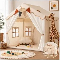 besrey Spielzelt 2 IN 1 Kinderzelt, Kinder Spielhaus Indoor mit Lichtern Prinzessin Zelt mit einem weichen Matte