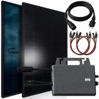 SUNNIVA Balkonkraftwerk 920W BIFAZIAL FULLBLACK komplett Steckdose, (TSUN 800W Wechselrichter, PV Solaranlage, 2x 460W Glas-Glas Solarmodule, inkl. 5m Kabel, Bluetooth WIFI, Komplettset)