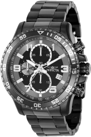 Invicta Specialty 69815 Herrenuhr - Quarzwerk - Stahl mit schwarzem Zifferblatt - 48 mm