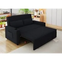 HOMALL Sofa Schlafsofa, kompaktes Klappsofa, verstellbare Rückenlehne, Doppelschlafsofa Ein ausziehbares Schlafsofa mit zwei Getränkehaltern.