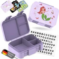 BEARFOOT Lunchbox Brotdose mit Fächern, auslaufsicher - Meerjungfrau lila, PP, ABS, Silikon, Kindergarten und Schule - Mädchen und Jungen, Vesperbox, Snackbox