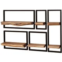 LEVEN Lifestyle Wandregal 5´er Set Wandregal mit Baumkante aus Holz Regal Holzregal, 5-tlg.