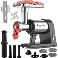 TurboTronic by Z-Line Fleischwolf 2600W mit Spritzgebäckvorsatz Metallgetriebe & Edelstahl Messer Meat, 2600 W, Grinder Mincer Wurstfüller Kebbeh Aufsatz Hackfleisch beste Maschine