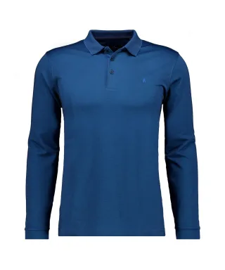 RAGMAN - Softknitpolo langarm Modern Fit dunkelblau - Gr. - M