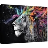 Wallarena Leinwandbild Löwe Tiere Abstrakt Schwarz Schlafzimmer, Wohnzimmer 60x40 cm, Löwe, 60 x 40 cm