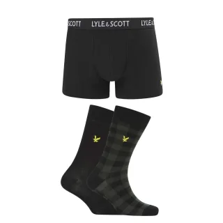 Lyle & Scott - Boxershorts-Set für Herren (Schwarz Karomuster)
