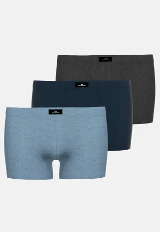 götzburg bodywear - GÖTZBURG Herren Pants uni 3er Pack blau-dunkel-melange - Gr. - 7