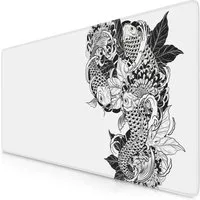Titanwolf Gaming Mauspad XXL Speed Mousepad 900 x 400 x 3 mm, Schreibtischauflage, abwaschbar, rutschfeste Rückseite, Geschwindigkeit & Präzision, Koi Tattoo 3 White
