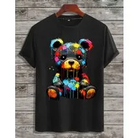 RMK T-Shirt Herren kurzarm Shirt Basic Rundhals mit Teddybär Bär