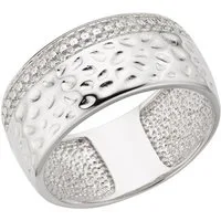 Zeeme Fingerring Silber 925 rhodiniert mit weißen Zirkonia-Steinen