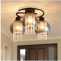 ZMH Deckenleuchte Whonzimmer 1/3 Flammig Rauchgrau Modern Glas E27 Schlafzimmer Flur, Einfache Installation, ohne Leuchtmittel, 3 Flammig Deckenbeleuchtung Esszimmer Kugel Küchenlampe