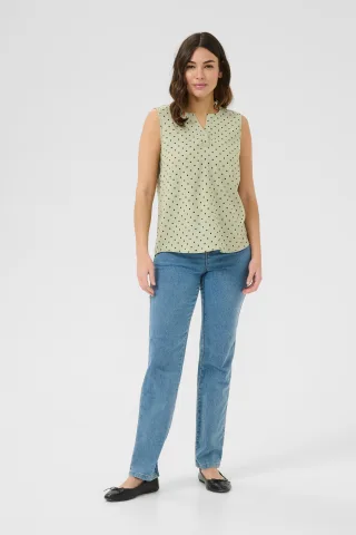 Ärmellose Bluse Regular fit Lily Pad/Black Deep Dot pale green