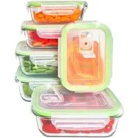 Fresh Master Frischhaltedose 12-tlg. Glas Vorratsdosen Set Frischhaltedosen auslaufsicher luftdicht, Borosililatglas, (Spar-Set)