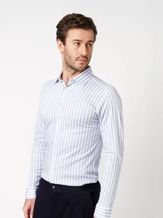 DESOTO - Casual Kent 1/1 light blue stripes - Gr. - S