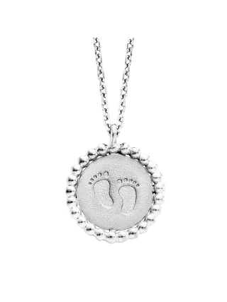 Julie Julsen Anhänger mit Kette 925 Silber rhodiniert mit Baby Fußabdruck