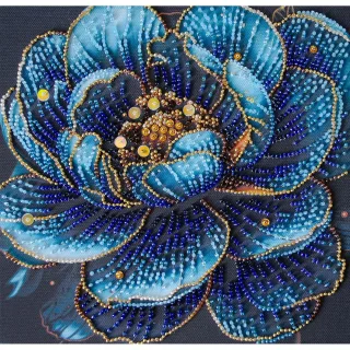 Perlen-Stickbild "Blaue Blume", 20 x 20 cm