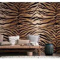 living walls Fototapete THE WALL III Tiger Tapete Motivtapete Fell Tiger, glatt, matt, (1 St), Vliestapete Animalprint für Schlafzimmer Küche Wohnzimmer Tiger Design