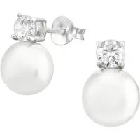 ALEXANDER YORK Paar Ohrstecker ZIRKONIA MIT PERLE, 2-tlg., 925 Sterling Silber