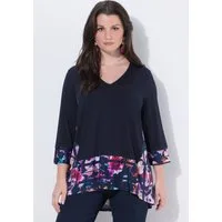 Ulla Popken T-Shirt Slinky-Shirt Patchlook A-Linie V-Ausschnitt