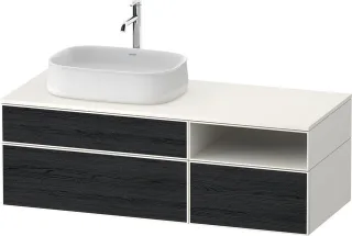 Duravit Zencha Konsolenwaschtischunterbau wandhängend Eiche Schwarz & Weiß Matt & Supermatt 1300x550 ZE4828016840000