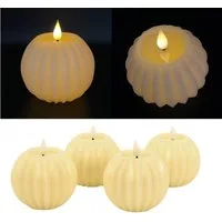 Online-Fuchs LED-Kerze 4er Set LED KUGELKERZEN aus Wachs mit Glitzer, Fernbedienung, (6-Stunden-Timer, 3D-Twist-Design-Struktur), in den Farben Creme, Weiß, Rot und Rosa