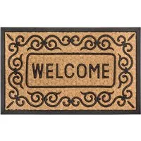 HANSE Home Fußmatte Mix Mats Gummi-Kokos Welcome Floral Border, Türmatte, rechteckig, Höhe: 15 mm, Kokos, Gummi, Schmutzfangmatte, Outdoor, Rutschfest, Innen, Kokosmatte