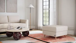 BRUNO Hocker 70x70 in Creme Ecru Beige | Gemütliche Ablage und praktische Aufbewahrung