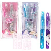 Depesche Kugelschreiber Ylvi Tattoo Glitzer Gelstifte - Magisches Tattoo-Set mit Schablonen
