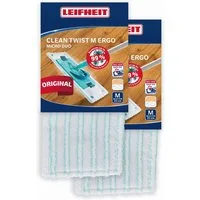 Leifheit 2er Set Wischbezug CLEAN TWIST M Ergo / POWER CLEAN M micro duo Wischbezug (Mikrofaser, 15.0x37.0 cm, 2-tlg., Waschbar bei 60°C, Wischbreite 33cm, für alle Böden)