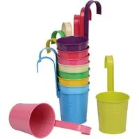 UNUS GARDEN Blumentopf Metall Blumentopf draußen Hängetöpfe mit Henkel (10 teilig in bunten fröhlichen Farben), Kräutertopf, Hängetopf für Balkon, Garten und Terrasse